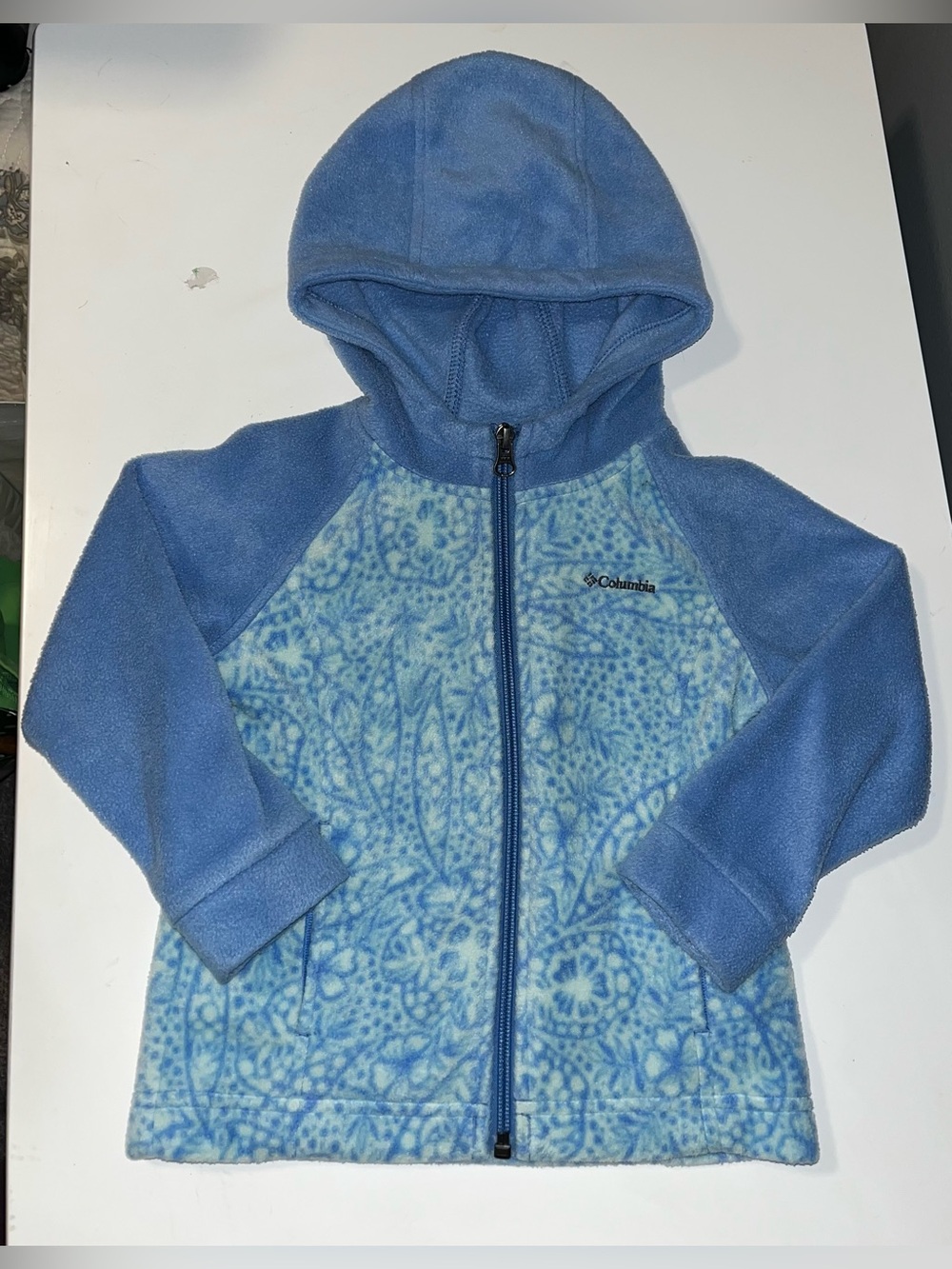 Columbia Youth size 3T Blue Floral Full-Zip Hooded Sweatshirt